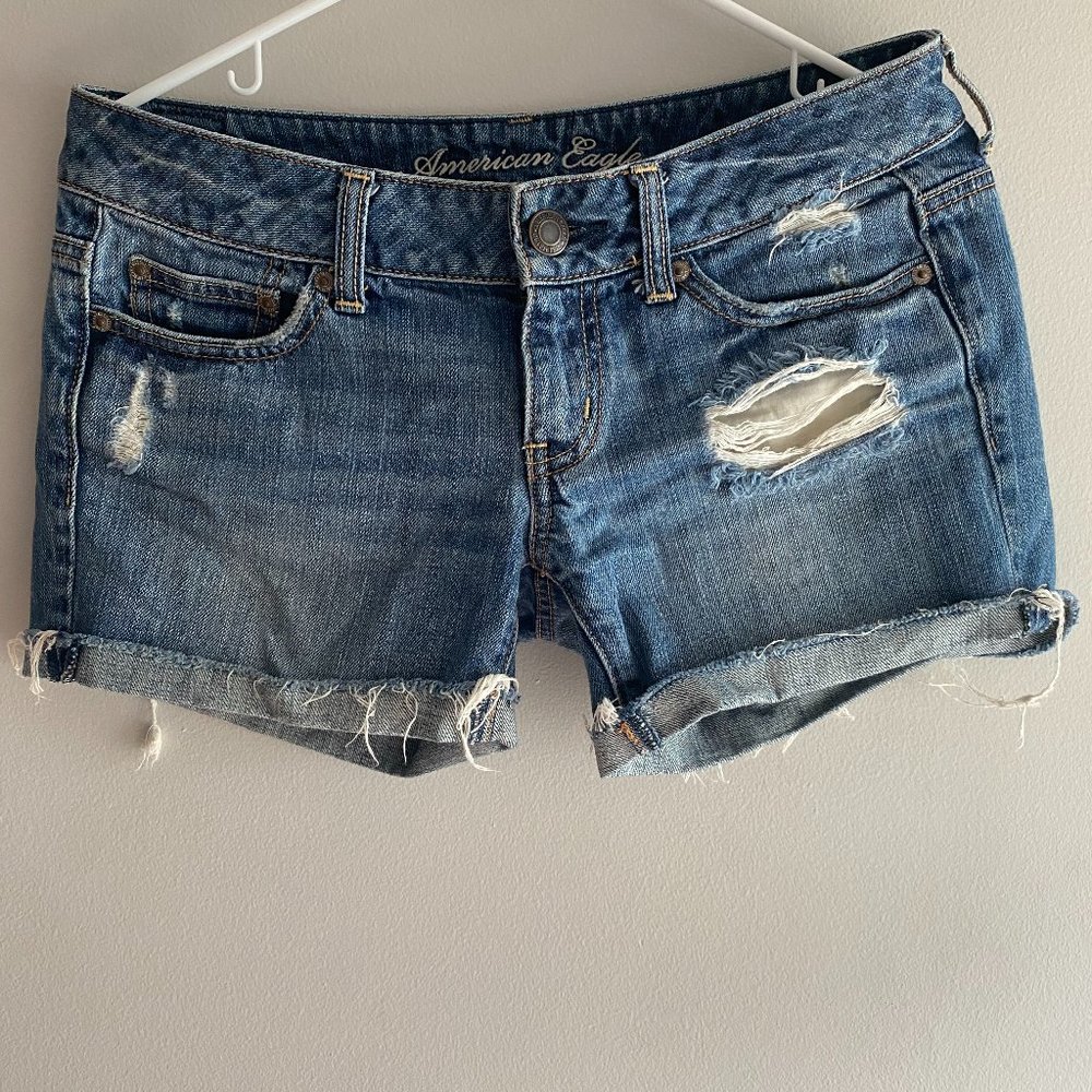 American Eagle Denim Distressed Shorts - Size 2